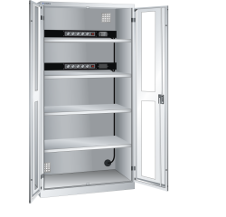 LISTA - Armoire charge batterie H 195 x L 100 x P 58 cm - 2 rampes électrique avec 5 prises (230V) sur la paroi arrière, FI/LS