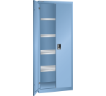 Armoire à 2 portes battantes pleines charnières Lista H 195 x L 75 4 étagères amovibles Key Lock
