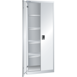 LISTA - Armoire à portes battantes avec 2 portes en tôle pleine charnière (LxPxH) 750x500x1950mm 4 rayons KEY Lock Gris clair RAL 7035