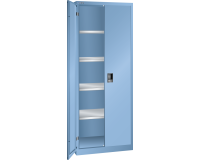 Armoire à 2 portes battantes pleines charnières Lista H 195 x L 75 4 étagères amovibles Key Lock