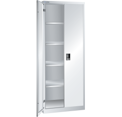 Armoire à 2 portes battantes pleines charnières Lista H 195 x L 75 4 étagères amovibles Key Lock