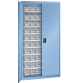 LISTA - Armoires à récipients avec 2 portes en tôle pleine charnière (LxPxH) 1000x300x1950mm 9 rayons, 60 récipients synoptiques KEY Lock Bleu clair RAL 5012