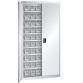 LISTA - Armoires à récipients avec 2 portes en tôle pleine charnière (LxPxH) 1000x300x1950mm 9 rayons, 60 récipients synoptiques KEY Lock Gris clair RAL 7035