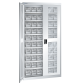 LISTA - Armoires à récipients avec 2 portes à fenêtre transparente charnière (LxPxH) 1000x300x1950mm 9 rayons, 60 récipients synoptiques KEY Lock Gris clair RAL 7035