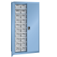 LISTA - Armoires à récipients avec 2 portes en tôle pleine charnière (LxPxH) 1000x400x1950mm 9 rayons, 40 récipients synoptiques KEY Lock Bleu clair RAL 5012