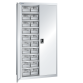 LISTA - Armoires à récipients avec 2 portes en tôle pleine charnière (LxPxH) 1000x400x1950mm 9 rayons, 40 récipients synoptiques KEY Lock Gris clair RAL 7035