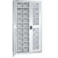 LISTA - Armoires à récipients avec 2 portes à fenêtre transparente charnière (LxPxH) 1000x400x1950mm 9 rayons, 40 récipients synoptiques KEY Lock Gris clair RAL 7035