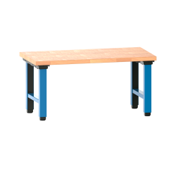 Poste de travail Lista Quattro réglage électrique de la hauteur, plateau en hêtre massif, piètement métal