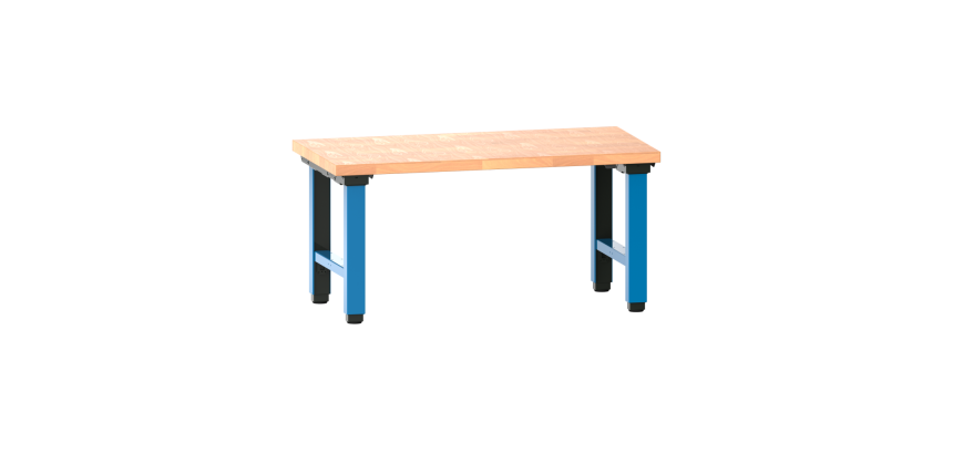 Poste de travail Lista Quattro réglage électrique de la hauteur, plateau en hêtre massif, piètement métal