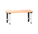 Poste de travail Lista Quattro réglage électrique de la hauteur, plateau en hêtre massif, piètement métal