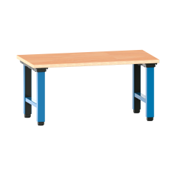 LISTA - Poste de travail Quattro complet (LxPxH) 2000x750x715-1215mm pour profondeur de module 675mm réglage électrique de la hauteur type Euro (CH/D/F) Multiplex Bleu clair RAL 5012
