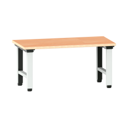 LISTA - Poste de travail Quattro complet (LxPxH) 2000x750x715-1215mm pour profondeur de module 675mm réglage électrique de la hauteur type Euro (CH/D/F) Multiplex Gris clair RAL 7035