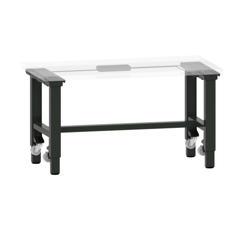 LISTA - Poste de travail kit Quattro Mobile (LxPxH) 1500x718x690-1190mm pour profondeur de module 725mm avec unité de contrôle kit 4K, sans plateau d'établi/câble de raccordement douille système Noir NCS S 9000-N