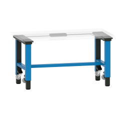 LISTA - Poste de travail kit Quattro Mobile (LxPxH) 2000x718x690-1190mm pour profondeur de module 725mm avec unité de contrôle kit 4K, sans plateau d'établi/câble de raccordement douille système Bleu clair RAL 5012