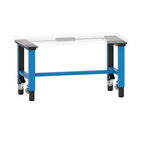 LISTA - Poste de travail kit Quattro Mobile (LxPxH) 2000x718x690-1190mm pour profondeur de module 725mm avec unité de contrôle kit 4K, sans plateau d'établi/câble de raccordement douille système Bleu clair RAL 5012