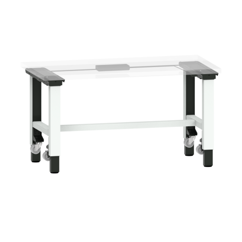 LISTA - Poste de travail kit Quattro Mobile (LxPxH) 2000x718x690-1190mm pour profondeur de module 725mm avec unité de contrôle kit 4K, sans plateau d'établi/câble de raccordement douille système Gris clair RAL 7035