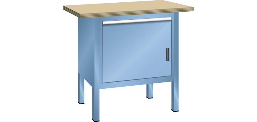 Lista - Établi compact plateau 100 x 70 cm - 1 porte battante + 1 rayon + 1 tiroir