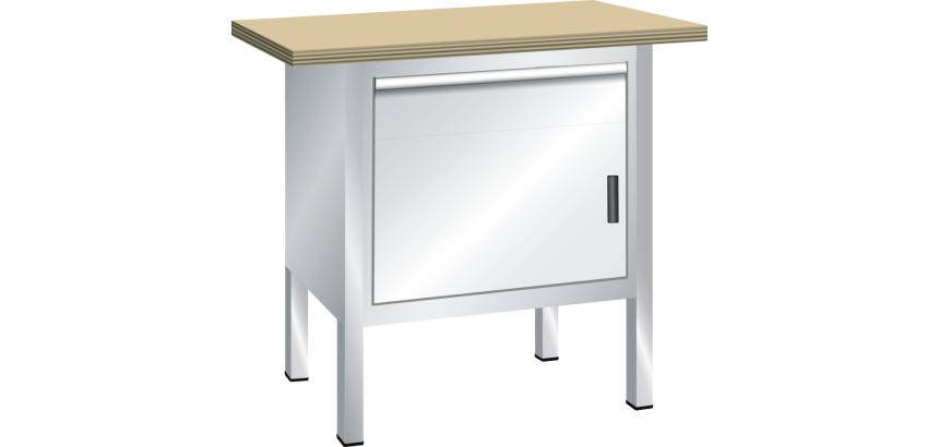 Lista - Établi compact plateau 100 x 70 cm - 1 porte battante + 1 rayon + 1 tiroir