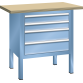 LISTA - Établi compact (LxPxH) 1000x700x840mm 4 tiroirs, multiplex KEY Lock Bleu clair RAL 5012