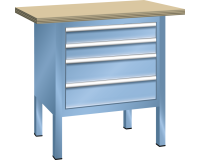 LISTA - Établi compact plateau 100 x 70 cm - 4 tiroirs