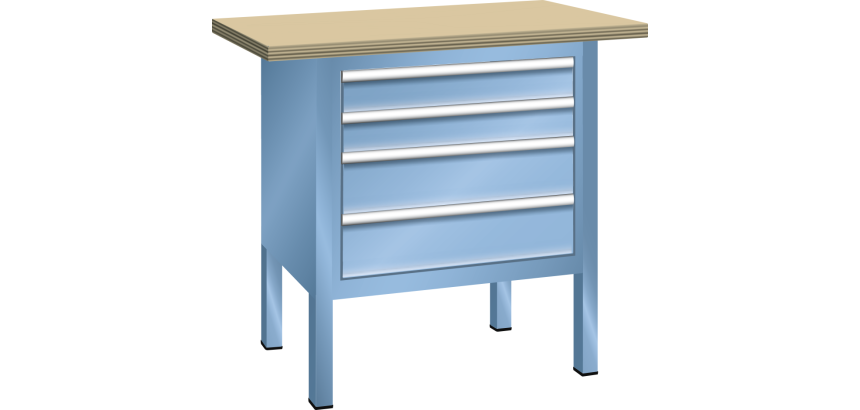 Lista - Établi compact plateau 100 x 70 cm - 4 tiroirs
