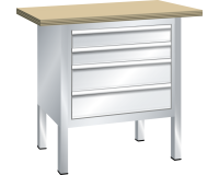 LISTA - Établi compact (HxLxP) 85 x 100 x 70 cm Hêtre KEY Lock R7035