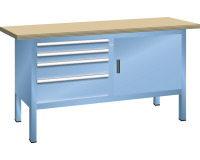 LISTA - Établi compact (HxLxP) 85 x 150 x 70 cm Hêtre KEY Lock R5012