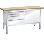 Lista - Établi compact plateau 150 x 70 cm - 1 porte battante - 2 rayons - 4 tiroirs