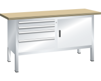 LISTA - Établi compact (HxLxP) 85 x 150 x 70 cm Hêtre KEY Lock R7035