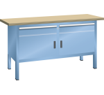 Lista - Établi compact plateau 150 x 70 cm - 2 porte battantes - 2 rayons - 2 tiroirs