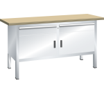 Lista - Établi compact plateau 150 x 70 cm - 2 porte battantes - 2 rayons - 2 tiroirs