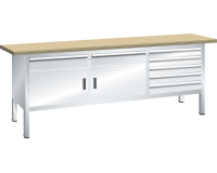 LISTA - Établi compact (HxLxP) 85 x 200 x 70 cm Hêtre KEY Lock R7035