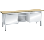 Lista - Établi compact plateau 200 x 70 cm - 2 porte battantes - 4 rayons - 2 tiroirs