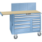 LISTA - Armoire à tiroirs Toolbox mobile 64x27E (LxPxH) 1193x630x1450mm 9 tiroirs (64x27E: 2x100, 36x27E: 2x150/1x200, 18x27E: 2x150/2x100) 75kg roues en caoutchouc Ø160mm KEY Lock Bleu clair RAL 5012