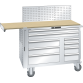 LISTA - Armoire à tiroirs Toolbox mobile 64x27E (LxPxH) 1193x630x1450mm 9 tiroirs (64x27E: 2x100, 36x27E: 2x150/1x200, 18x27E: 2x150/2x100) 75kg roues en caoutchouc Ø160mm KEY Lock Gris clair RAL 7035