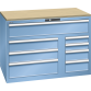 LISTA - Armoire à tiroirs Toolbox 64x36E (LxPxH) 1193x725x870mm 8 tiroirs (64x36E: 1x200**, 36x36E: 2x150/1x200, 18x36E: 2x150/2x100) 75/**200kg KEY Lock Bleu clair RAL 5012