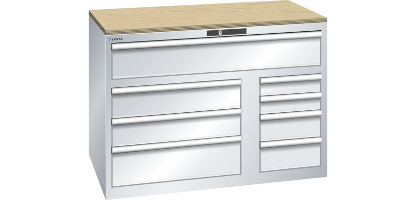 Armoire à tiroirs Lista 64 x 36E  H 87 x L 119,3  x P 72,5 cm 8 tiroirs Key Lock