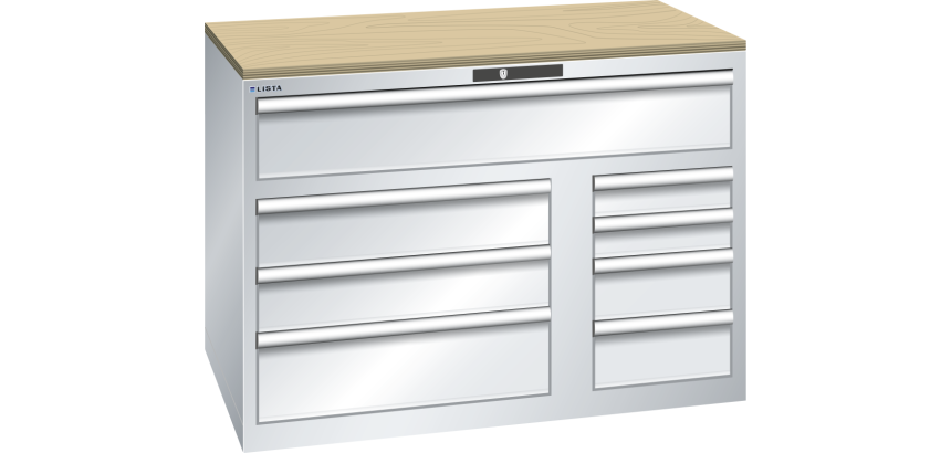 Armoire à tiroirs Lista 64 x 36E  H 87 x L 119,3  x P 72,5 cm 8 tiroirs Key Lock