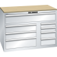 LISTA - Armoire à tiroirs Toolbox 64x36E (LxPxH) 1193x725x870mm 8 tiroirs (64x36E: 1x200**, 36x36E: 2x150/1x200, 18x36E: 2x150/2x100) 75/**200kg KEY Lock Gris clair RAL 7035