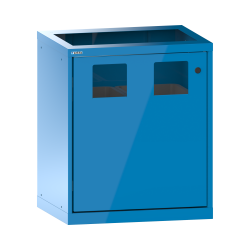 LISTA - Armoire à portes battantes pour l'élimination des déchets 36x27E (LxPxH) 717x572x850mm à gauche, 2 x ouverture d'introduction 170x160mm, 2 x récipients 60l Bleu clair RAL 5012