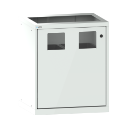 LISTA - Armoire à portes battantes pour l'élimination des déchets 36x27E (LxPxH) 717x572x850mm à gauche, 2 x ouverture d'introduction 170x160mm, 2 x récipients 60l Gris clair RAL 7035