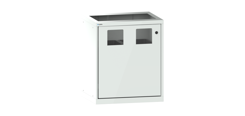 Poubelle à porte battante ferrure à gauche Lista 36x27E H 85 x L 71,7 x P 57,2 cm, 2 ouvertures, 2 bacs 60 L