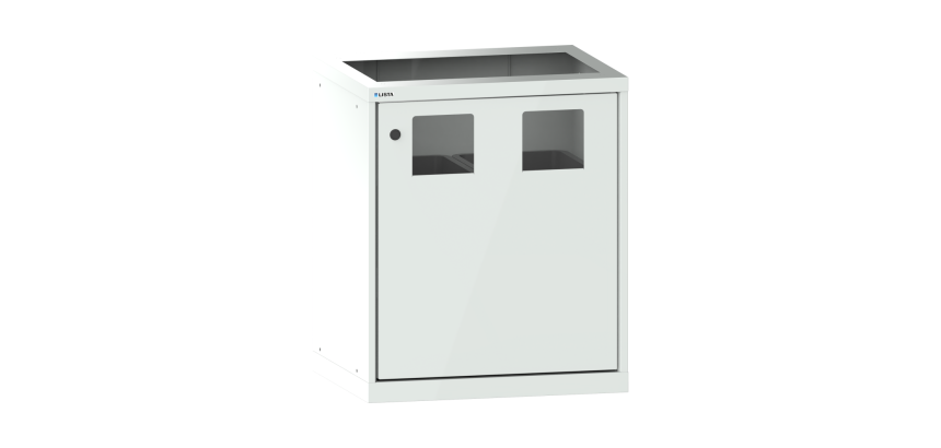 Poubelle à porte battante ferrure à droite Lista 36x27E H 85 x L 71,7 x P 57,2 cm, 2 ouvertures, 2 bacs 60 L