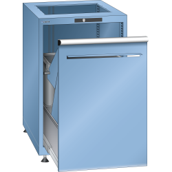 LISTA - Armoire de distribution de papier 27x36E (LxPxH) 564x725x895-940mm 1 x 60l avec kit de pieds de mise à niveau pour caches (4 x pieds, 45-90mm) Bleu clair RAL 5012