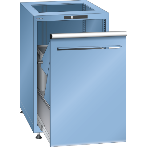 LISTA - Armoire de distribution de papier 27x36E (LxPxH) 564x725x895-940mm 1 x 60l avec kit de pieds de mise à niveau pour caches (4 x pieds, 45-90mm) Bleu clair RAL 5012