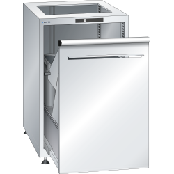 LISTA - Armoire de distribution de papier 27x36E (LxPxH) 564x725x895-940mm 1 x 60l avec kit de pieds de mise à niveau pour caches (4 x pieds, 45-90mm) Gris clair RAL 7035