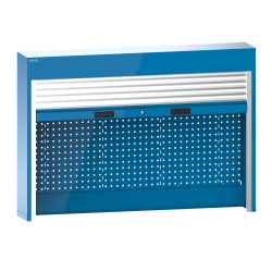 LISTA - Éléments supérieur avec volet roulant (LxPxH) 2000x250x1050mm pour plateaux d'établis KEY Lock Bleu clair RAL 5012