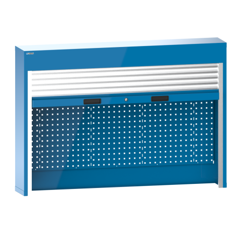LISTA - Éléments supérieur avec volet roulant (LxPxH) 2000x250x1050mm pour plateaux d'établis KEY Lock Bleu clair RAL 5012