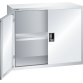 LISTA - Armoire suspendue avec portes battantes en tôle pleine (LxPxH) 1000x350x800mm avec matériel de fixation pour paroi arrière perforé sur montant porteur, KEY Lock Gris clair RAL 7035