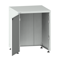 LISTA - Armoire à portes battantes carrossable 36x36E (LxPxH) 717x725x895-940mm à gauche, sans fond avec kit de pieds de mise à niveau pour caches (4 x pieds, 45-90mm) Gris clair RAL 7035